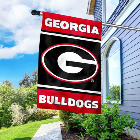 College Flags & Banners Co. Georgia Bulldogs "G" Double Sided House Banner Flag with Flag Pole Set