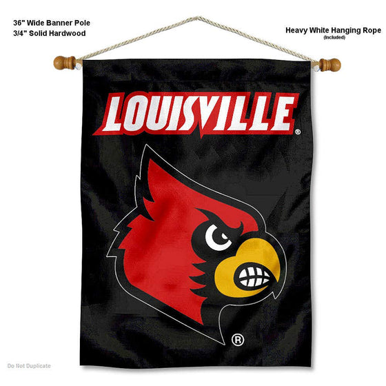 Louisville Cardinals Banner Flag and Wood Banner Pole Set