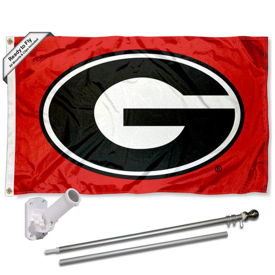 College Flags & Banners Co. Georgia Bulldogs Red Flag with Pole and Bracket Kit