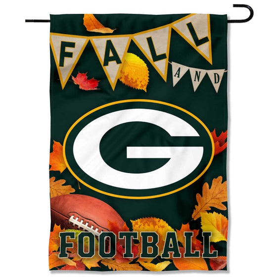 WinCraft Green Bay Packers Fall Leaves Decorative Football Garden Flag Double Sided Banner