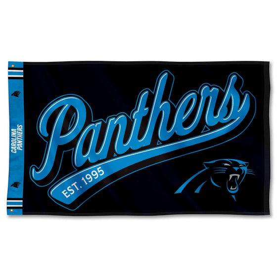 WinCraft Carolina Panthers Script Logo Premium Flag