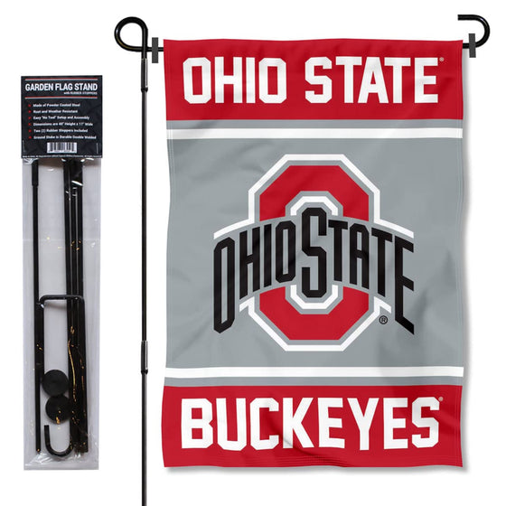 College Flags & Banners Co. Ohio State Buckeyes Garden Flag with Stand Holder