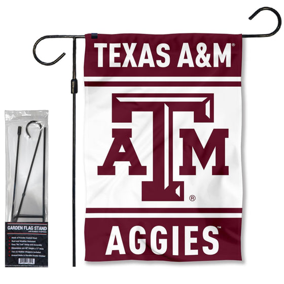 Texas A&M Aggies Garden Banner Flag with Flag Pole Stand Set