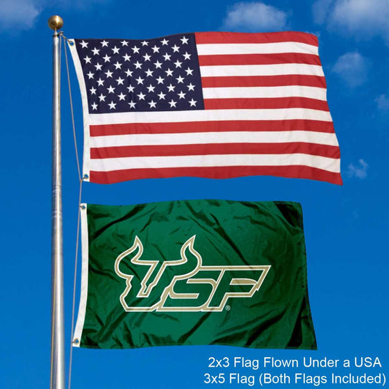 South Florida Bulls Small 2'x3' Flag and USA 3x5 Flag Set