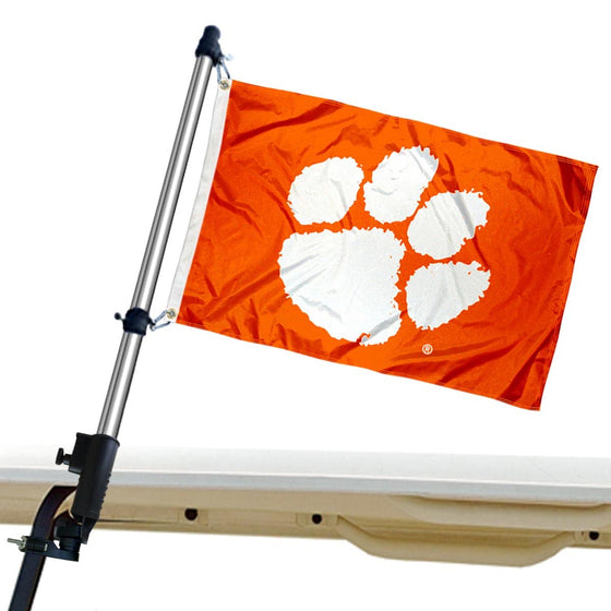 Clemson Tigers Golf Cart Flag Pole and Holder Mounting Bracket