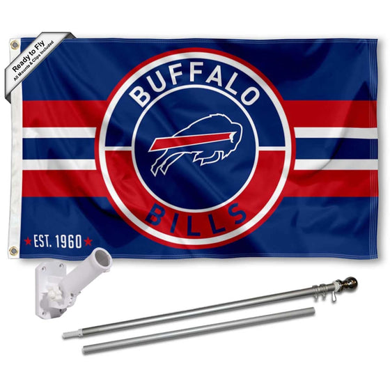 WinCraft Buffalo Bills Patch Logo Flag Pole and Bracket Mount Kit