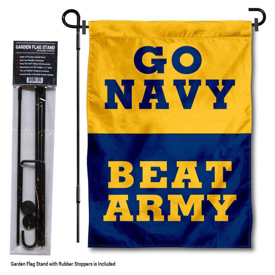 College Flags & Banners Co. US Navy Midshipmen Beat Army Garden Flag with Stand Holder