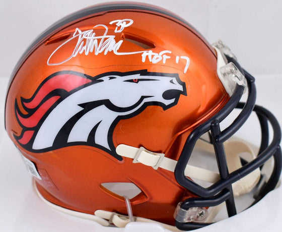 Terrell Davis Autographed Broncos Flash Speed Mini Helmet w/HOF- Beckett W Hologram White