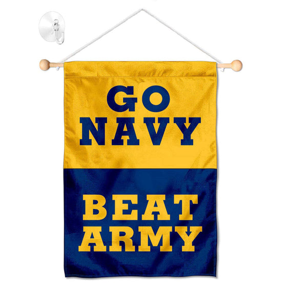 College Flags & Banners Co. US Navy Midshipmen Beat Army Window Wall Banner Hanging Flag with Suction Cup