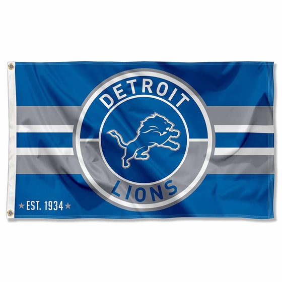 WinCraft Detroit Lions Patch Button Circle Logo Flag Large 3x5 Banner