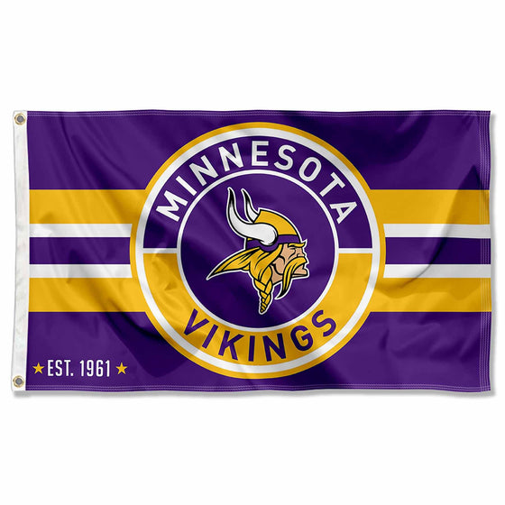 WinCraft Minnesota Vikings Patch Button Circle Logo Flag Large 3x5 Banner