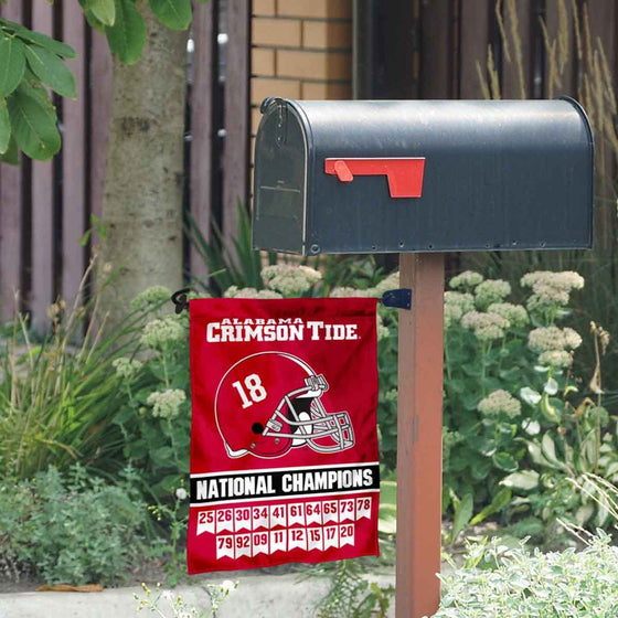 College Flags & Banners Co. Alabama Crimson Tide 18 Time Football National Champions Garden Flag and Mailbox Post Pole Mount Holder Set