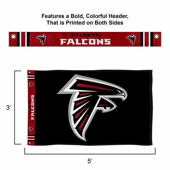 WinCraft Atlanta Falcons Printed Header 3x5 Foot Banner Flag