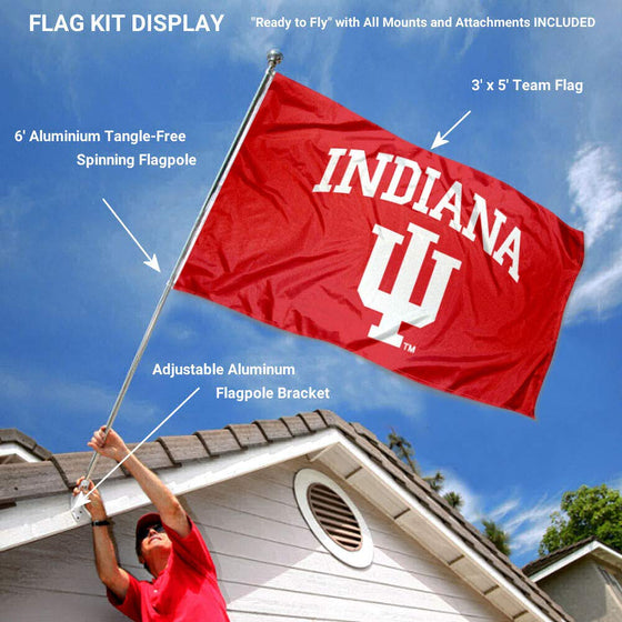 College Flags & Banners Co. Indiana Hoosiers Flag with Pole and Bracket Kit