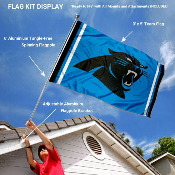 WinCraft Carolina Panthers Panther Blue Flag Pole and Bracket Kit