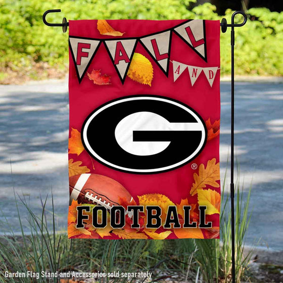 College Flags & Banners Co. Georgia Bulldogs Fall Leaves Football Season Garden Yard Flag