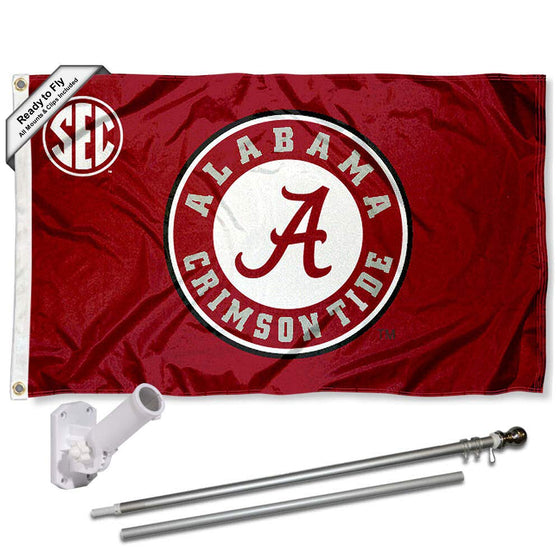 College Flags & Banners Co. Alabama Crimson Tide SEC Flag with Pole and Bracket Kit