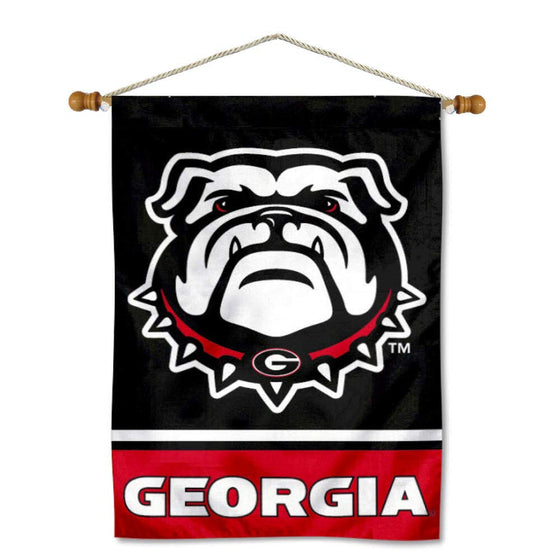 College Flags & Banners Co. Georgia Bulldogs 2-Sided Home Flag and Wood Banner Pole Set