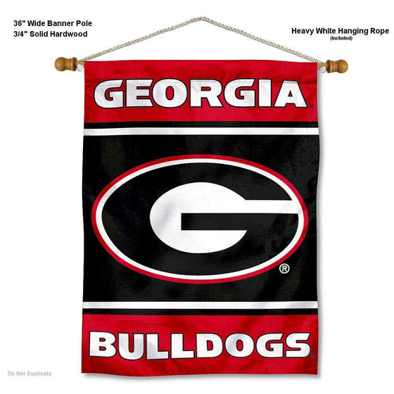 College Flags & Banners Co. University of Georgia Bulldogs 2-Sided Home Flag and Wood Banner Pole Set