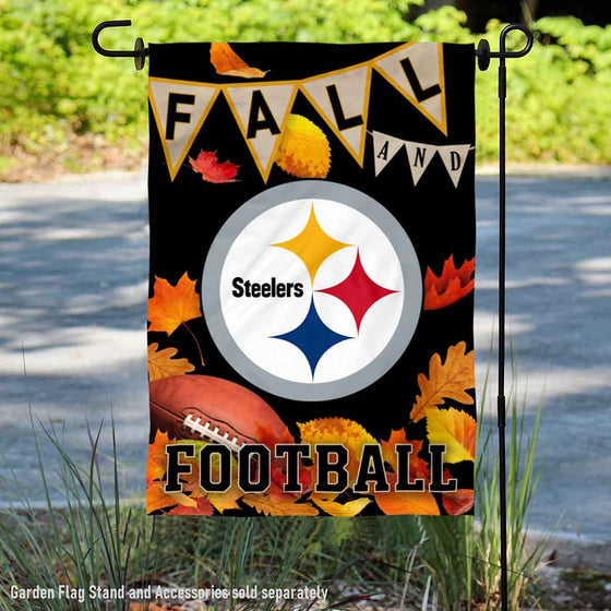 WinCraft Pittsburgh Steelers Fall Leaves Decorative Football Garden Flag Double Sided Banner