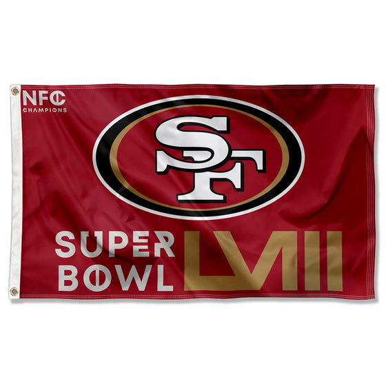 WinCraft San Francisco 49ers 2024 Super Bowl Bound and NFC Champions Flag Outdoor Indoor 3x5 Foot Banner