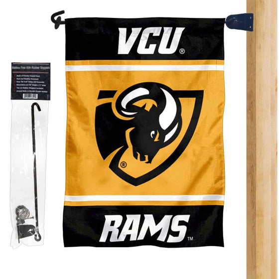 Virginia Commonwealth Rams Garden Flag and Mailbox Post Pole Mount Holder Set