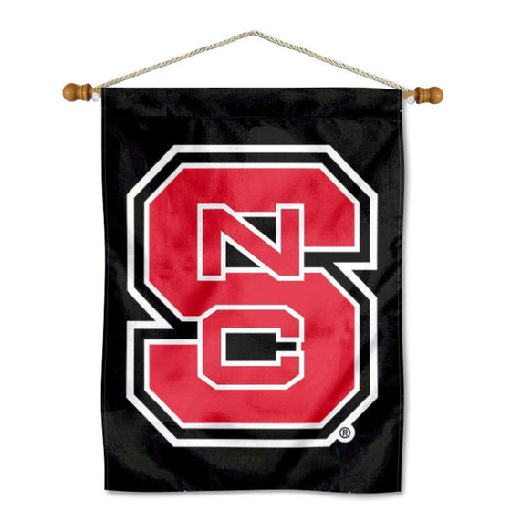 College Flags & Banners Co. NC State Wolfpack Black Banner Flag and Wood Pole Set