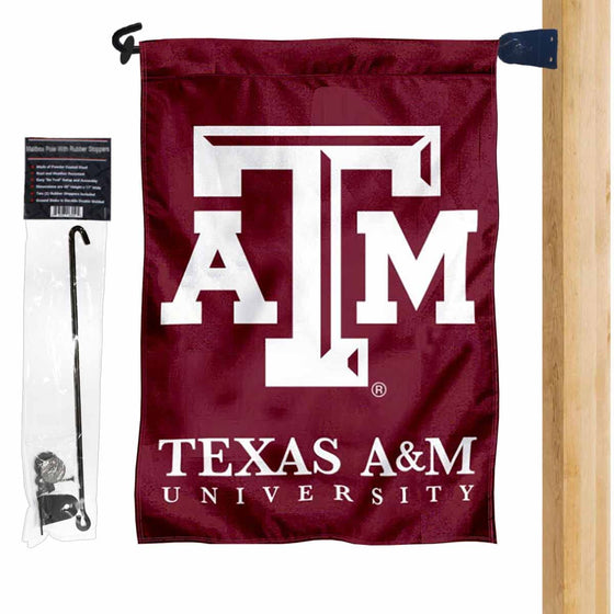 College Flags & Banners Co. Texas A&M Aggies Wordmark Garden Flag and Mailbox Post Pole Mount Holder Set