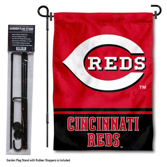 Cincinnati Reds Garden Flag with Stand Holder