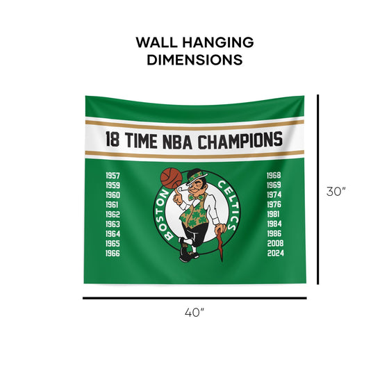 Northwest NBA Boston Celtics NBA Champions 2024 Wall Hanging Tapestry, 34" x 40", Banners