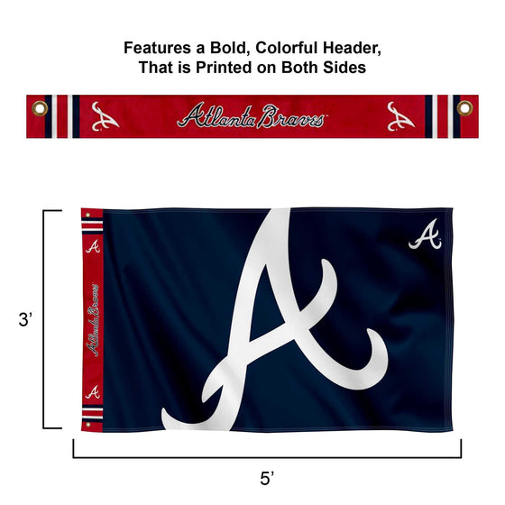 WinCraft Atlanta Braves Printed Header Flag 3x5 Banner