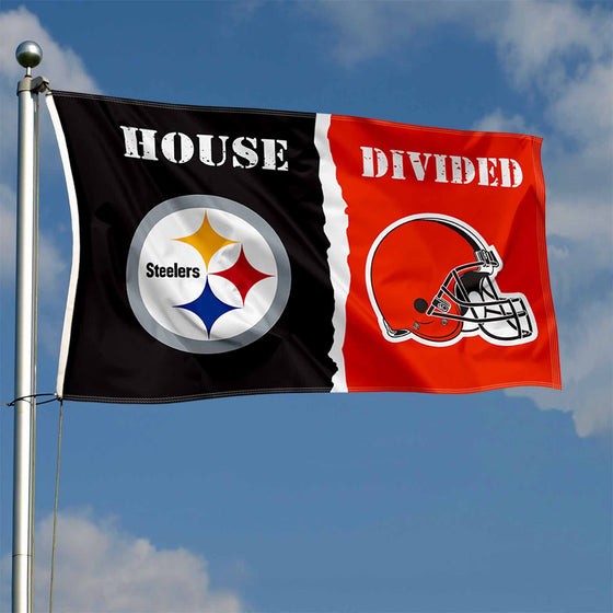 WinCraft Pittsburgh Steelers and Cleveland Browns House Divided Flag Rivalry Banner