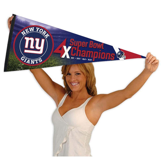 WinCraft New York Giants 4 Time Bowl Champions Pennant Banner Flag