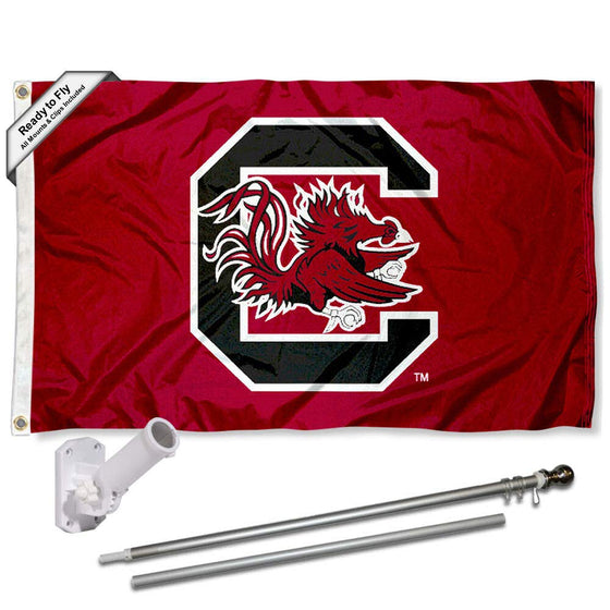 College Flags & Banners Co. South Carolina Gamecocks Flag with Pole and Bracket Complete Set