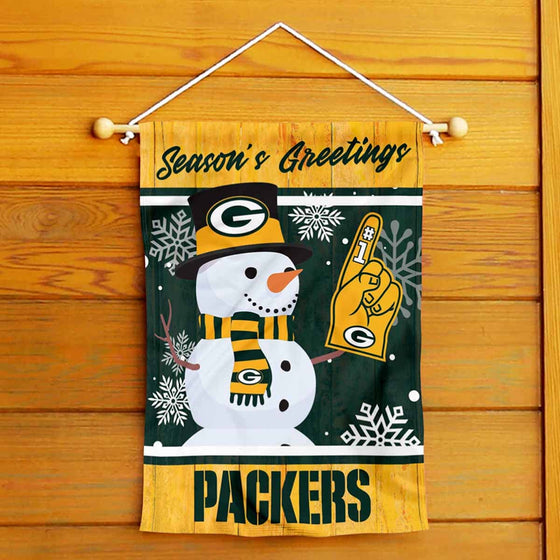 Green Bay Packers Holiday Winter Snow Garden Flag Double Sided Banner