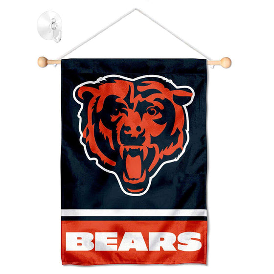 Chicago Bears Bear Head Banner Window Wall Hanging Flag with Suction Cup