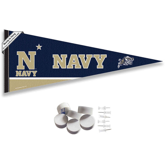 College Flags & Banners Co. US Navy Midshipmen Pennant Flag and Wall Tack Mount Pads