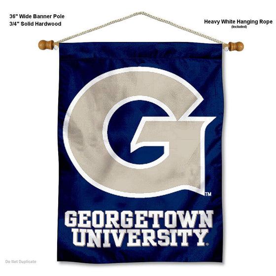 College Flags & Banners Co. Georgetown Hoyas House Flag and Wood Banner Pole Set