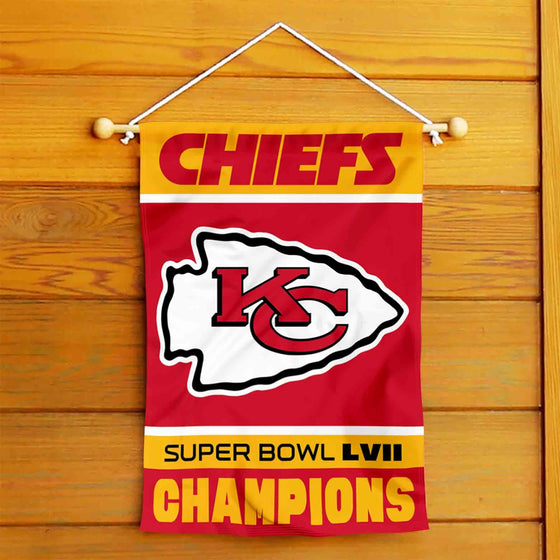 WinCraft Kansas City Chiefs Super Bowl Champions 2023 2022 LVII Double Sided Garden Banner Flag