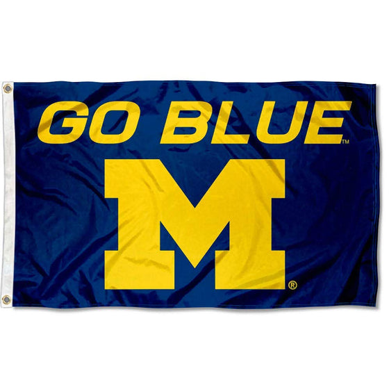 College Flags & Banners Co. Michigan Wolverines Go Blue and USA Flag 3x5 Set