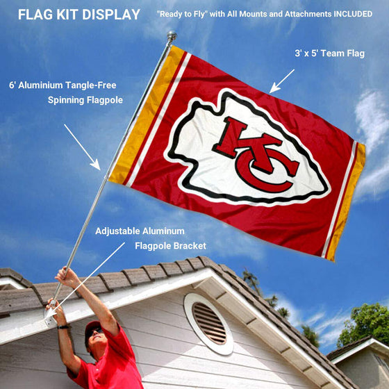 WinCraft Kansas City Chiefs Flag Pole and Bracket Kit