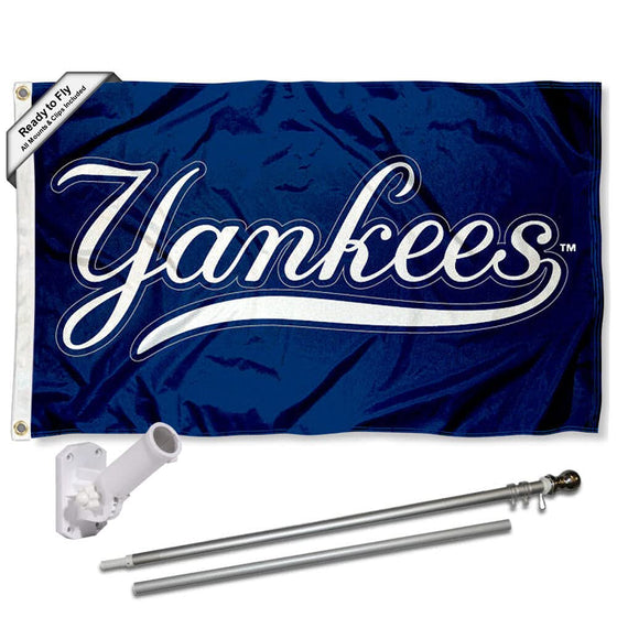 WinCraft New York Yankees Script Flag Pole and Bracket Set