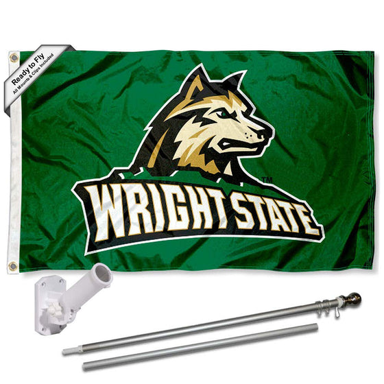 College Flags & Banners Co. WSU Raiders New Logo Flag and Pole Bracket Mount Bundle