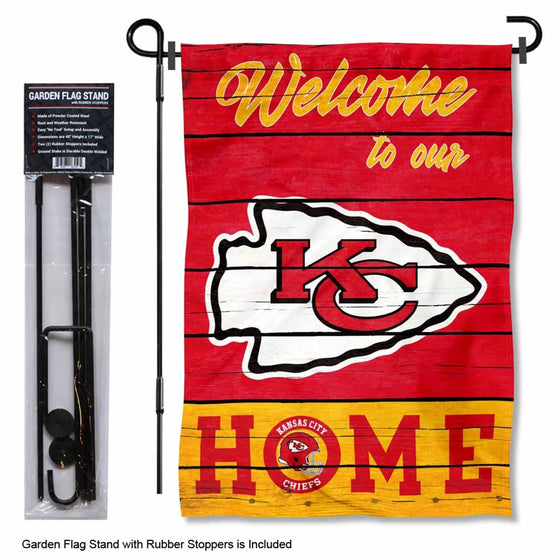 WinCraft Kansas City Chiefs Welcome to Our Home Garden Flag and Flagpole Mount