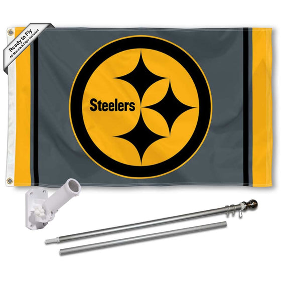 WinCraft Pittsburgh Steelers Black Flag Pole and Bracket Mount Kit