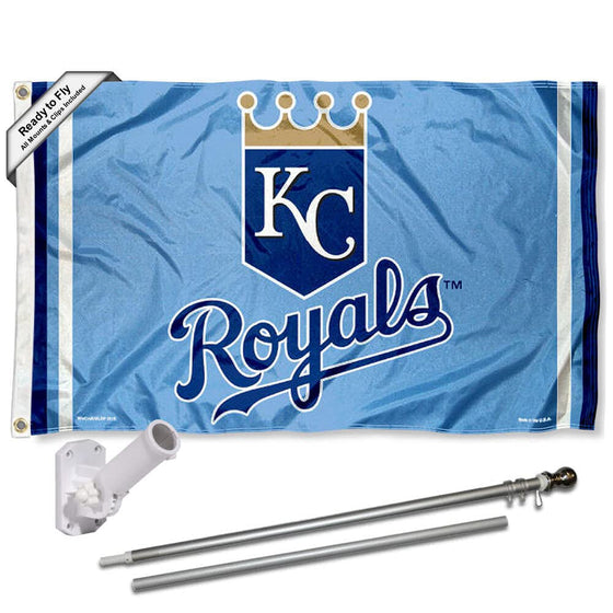 WinCraft Kansas City Royals Powder Blue Flag Pole and Bracket Set