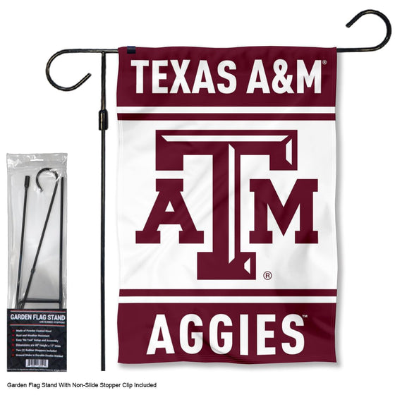 Texas A&M Aggies Garden Banner Flag with Flag Pole Stand Set