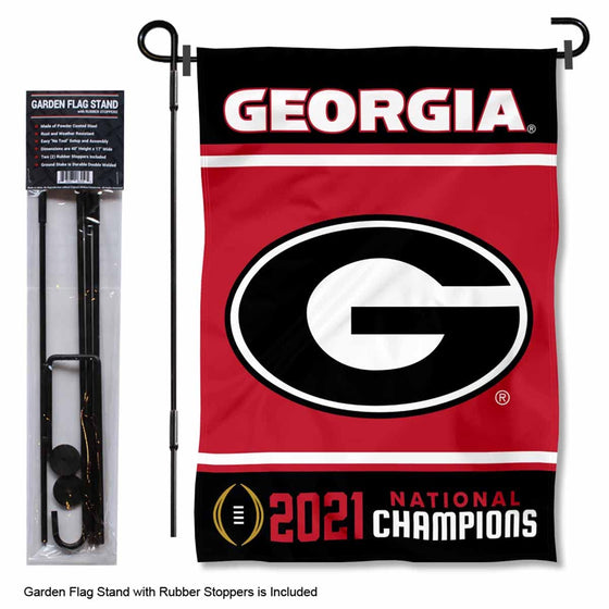 College Flags & Banners Co. Georgia Bulldogs National Champions Garden Flag with Pole Stand Holder