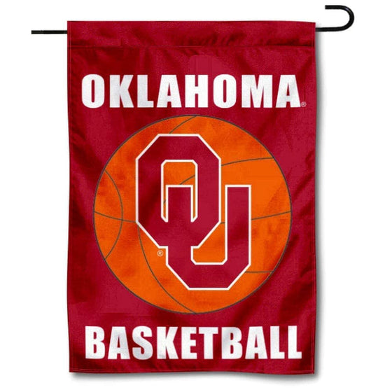 Oklahoma Sooners Basketball Garden Banner and USA Flag Stand Pole Holder Set