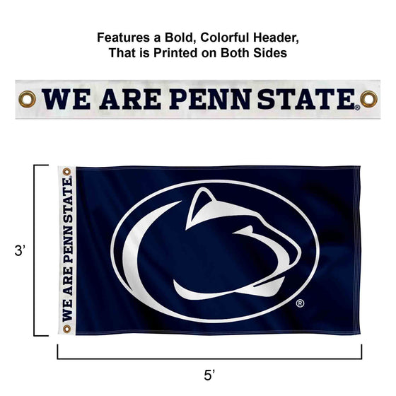 College Flags & Banners Co. Penn State Nittany Lions Printed Header 3x5 Foot Banner Flag